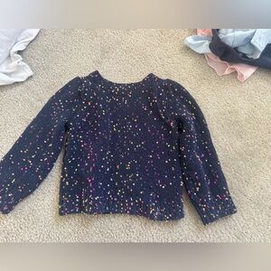 Girl Navy Knit Cardigan with Bright Confetti Dots 5T